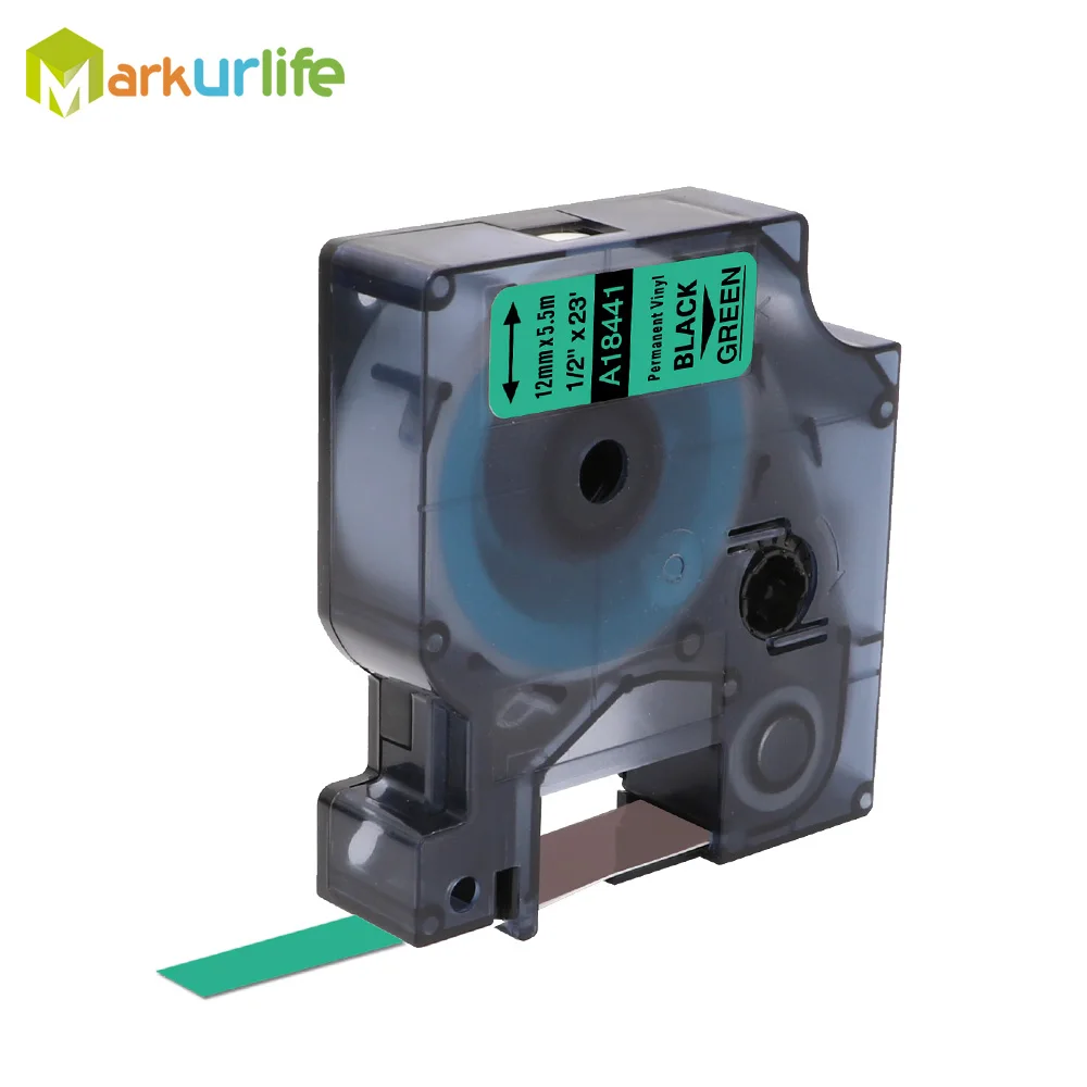 Black on Green 1 шт. в упаковке 18432 18435 18438 18444 совместимый для DYMO носорог IND виниловая наклейка 18441 1805435 1805243 для Dymo носорог 4200,5000, 5200 - Цвет: Black on Green