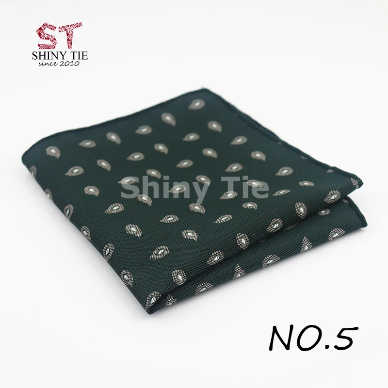 Yiyanyang Для мужчин узкие Paisley Pocket Square полиэстер цветок синий серый зеленый Цвета 25*25 см Hanky тонкий жених Костюмы