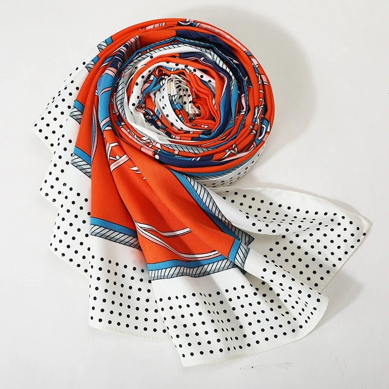 

[FEILEDIS] 100% Silk Scarf Women Large Shawls Print Stoles Square Bandana Luxury Brand Kerchief Scarf Female ASN21