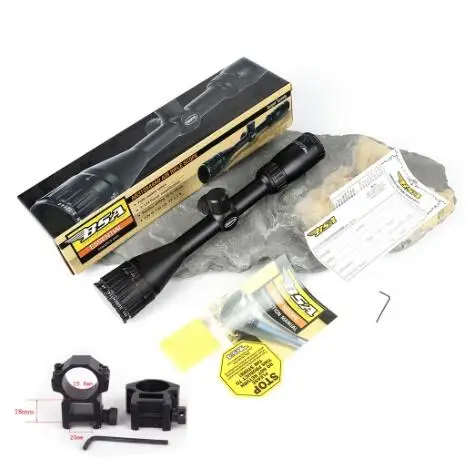 with Picatinny Rings Тактический BSA эфирные AR 3-12X44 AO Воздушный пистолет Mil-dot винтовки прицелы для охоты прицелы для стрельбы с крышкой объектива - Цвет: with Picatinny Rings
