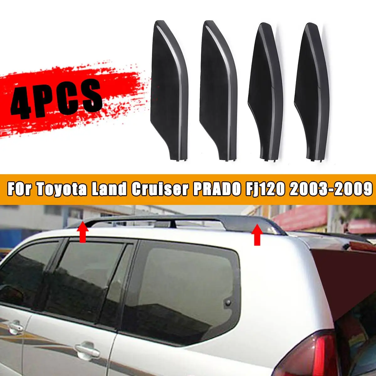 4 шт./лот для Toyota Land Cruiser PRADO Fj120 2003 2009 черная крышка крыши торцевая панель|Багажники