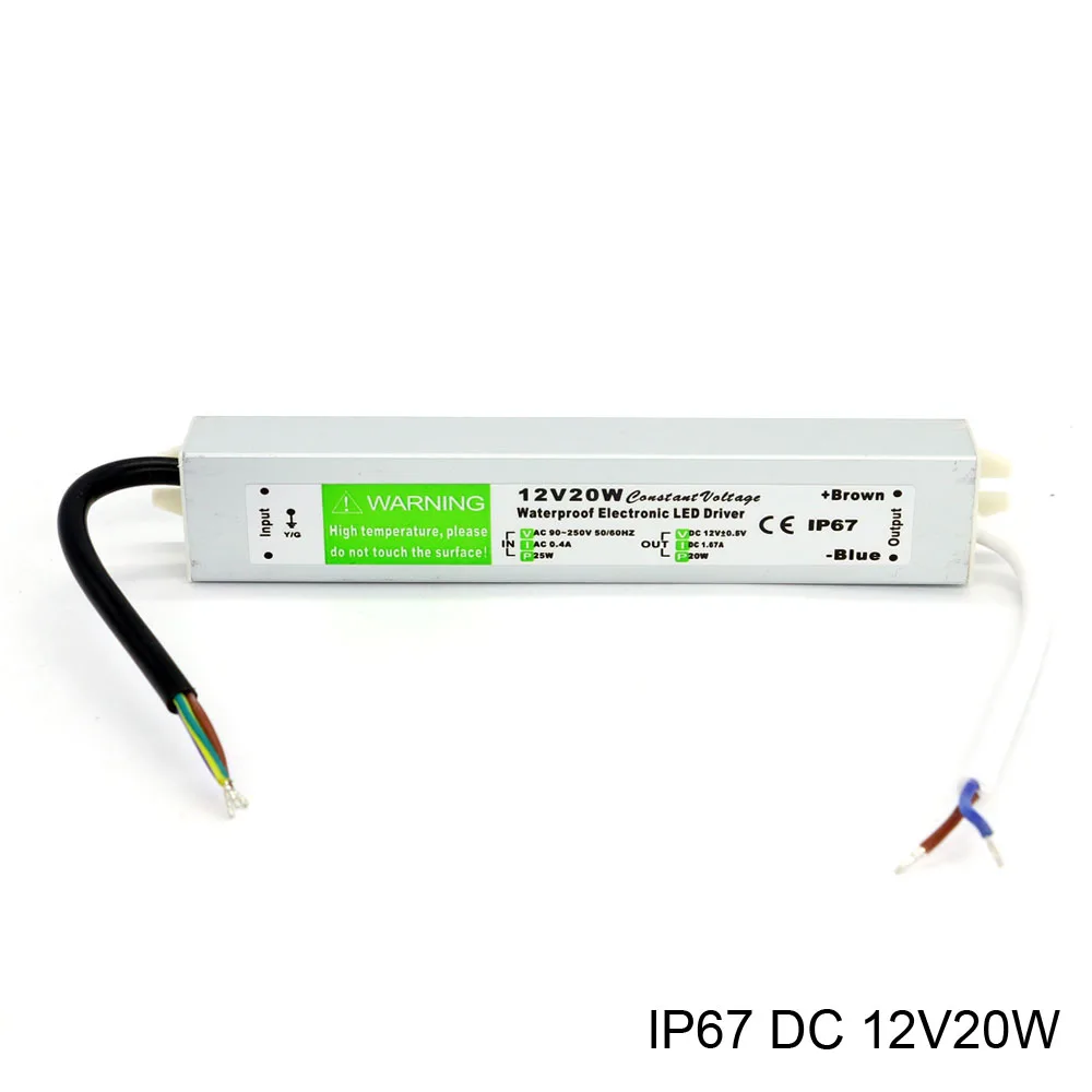 DC 12V Outdoor Waterproof ip67 Power Supply AC 90-250V to 20W Led Driver Constant Voltage for Lights |