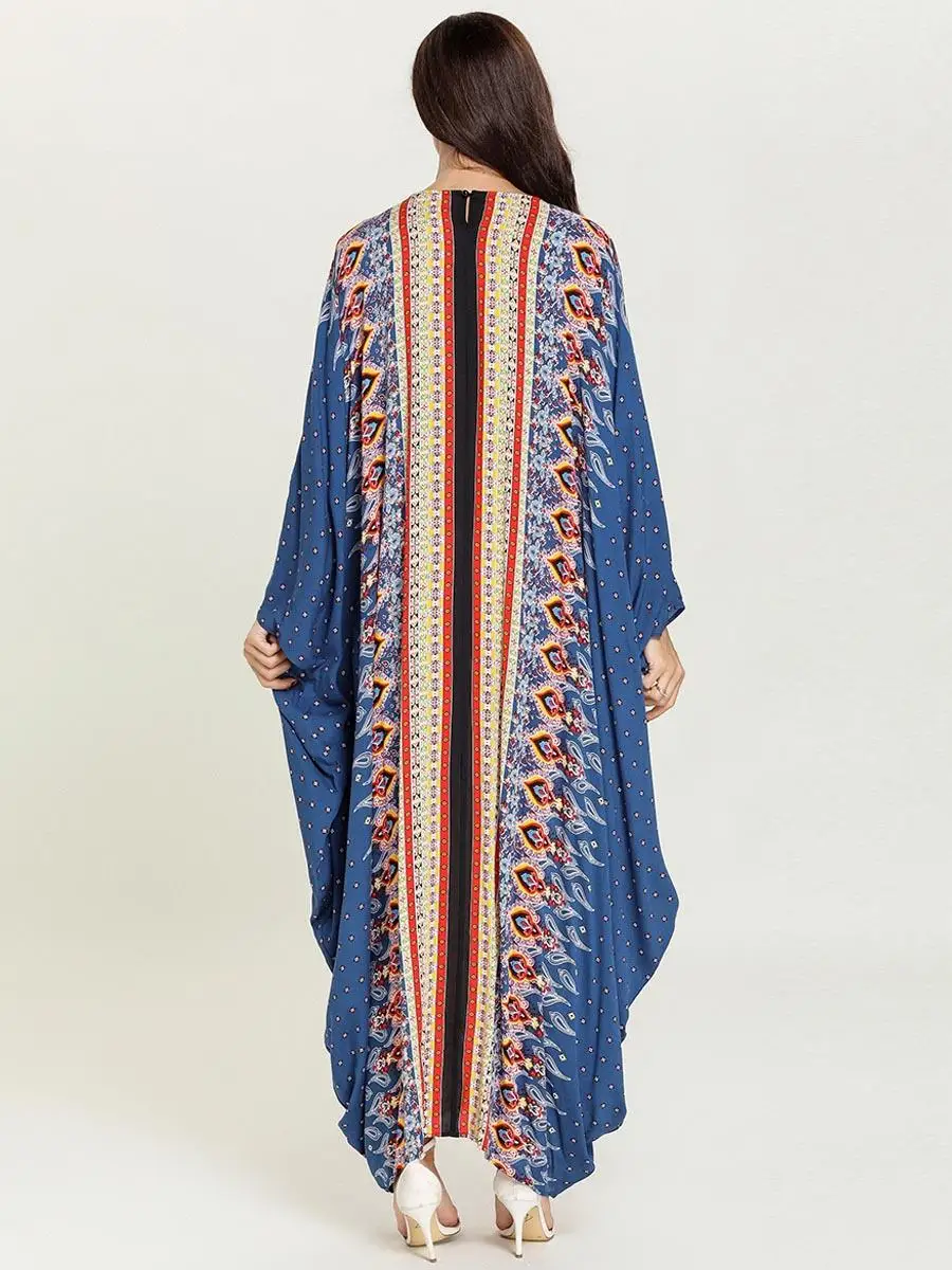 Женское свободное платье с рукавами летучая мышь Boho мусульманская одежда