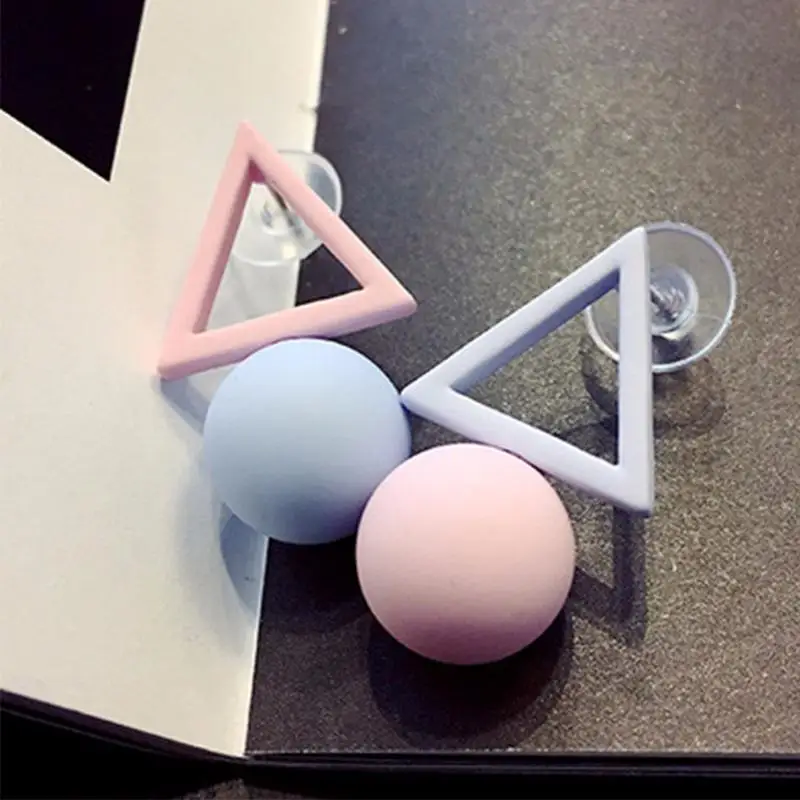 

Женские Ювелирные изделия, простые элегантные серьги-гвоздики, асимметричные темпераментные треугольные серьги с шариком, Модная бижутери...