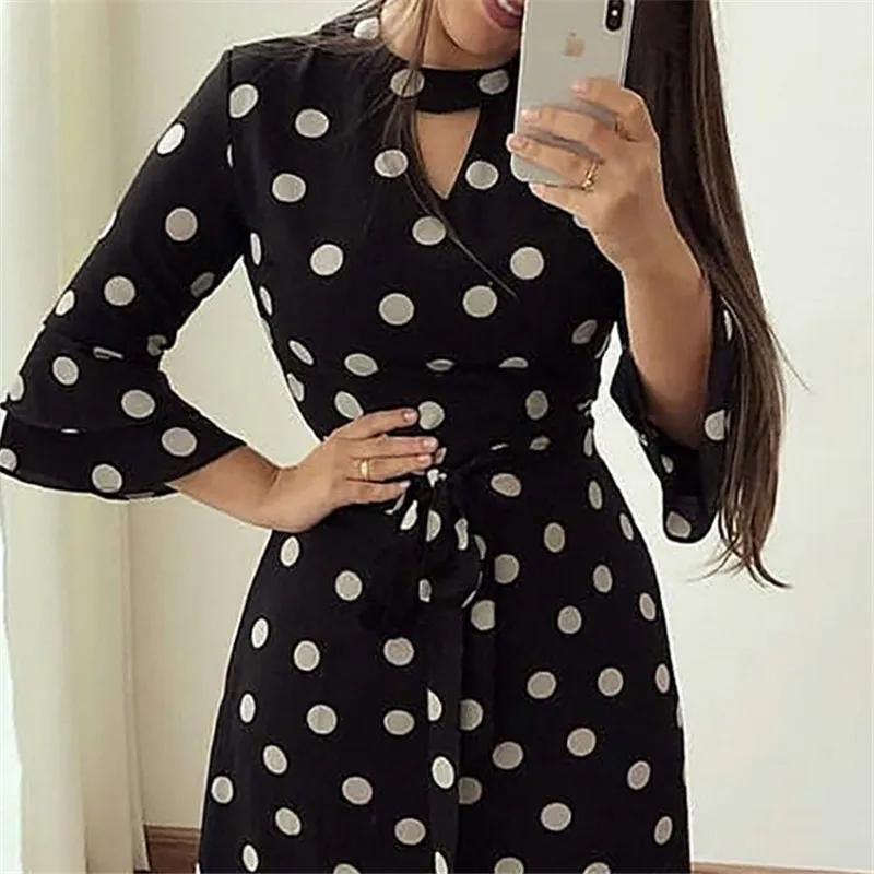 Женское платье с цветочным принтом/в горошек женское облегающее Boho коротким