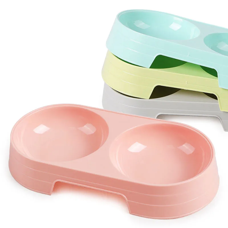 Миска для кошек миски воды пластиковые конфетных цветов котят и двойные питомцев