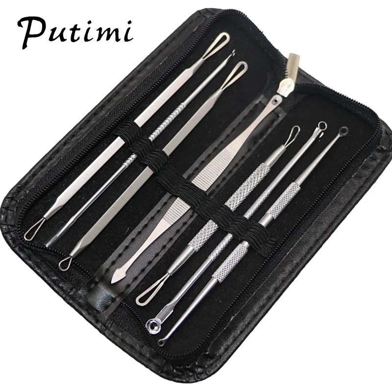 Putimi 7/5/4/3Pcs Blackhead Remover Tool Kit Comedone Acne Needle Clip Pimple Tweezer Blemish Extractor Spoon for Face Care Tool