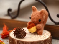acorn squirrels cartoon animal set wool needlepoint kit wool felt needle felting decoration craft needlecraft diy handmade