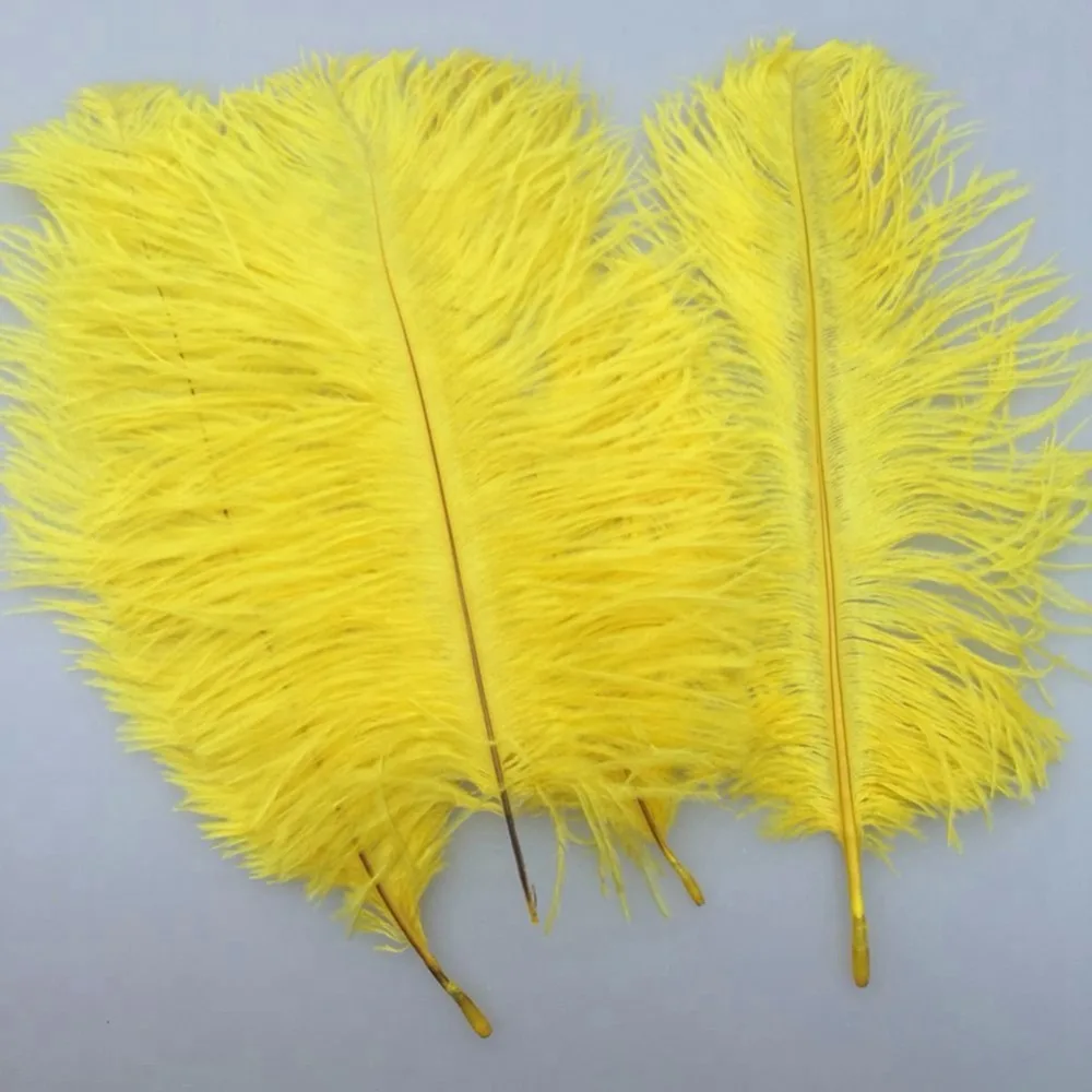Заводские дешевые продажи 500 шт желтое окрашенное перо страуса 30-35 см/12-14 дюймов
