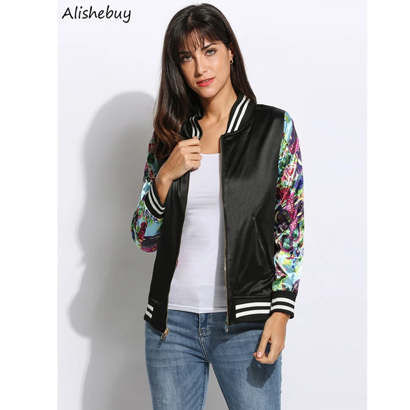 Цветочная Лоскутная куртка бомбер женская верхняя одежда с принтом Весенняя