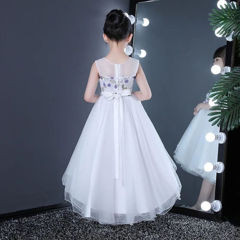 High Quality Romance Dovetail Flower Fancy Girls Wedding Dress Teens Tailing Embroidery Birthday Prom Party Kids Clothes | Детская