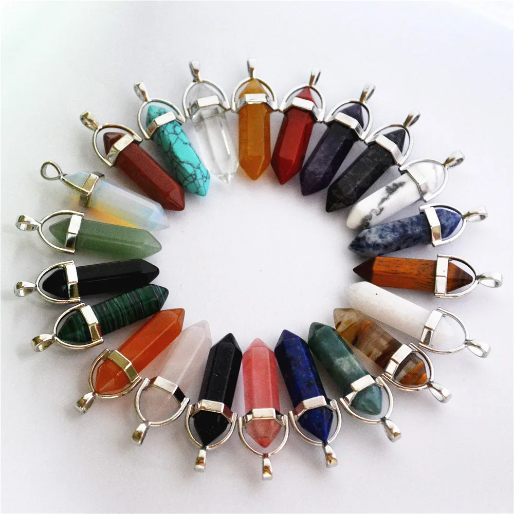 50 шт. разноцветные подвески и ожерелья из натурального камня|point pendant|f pendantnatural stone