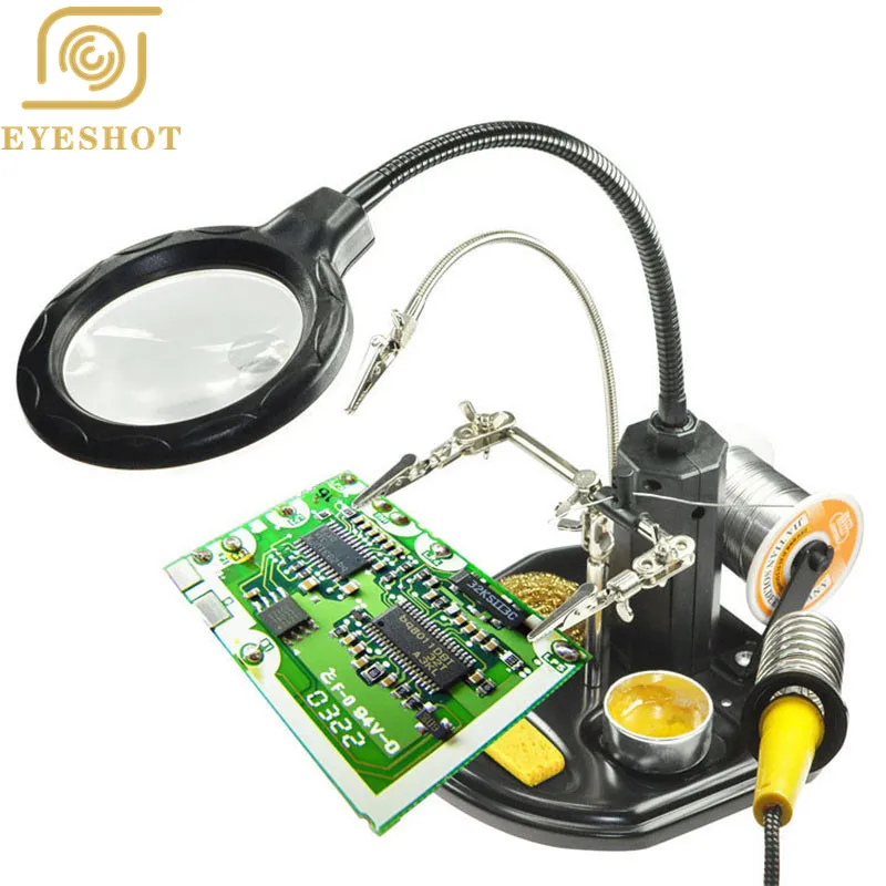 Паяльная подставка EYESHOT для третьих рук настольная лампа 2 5x-14x светодиодный Ной