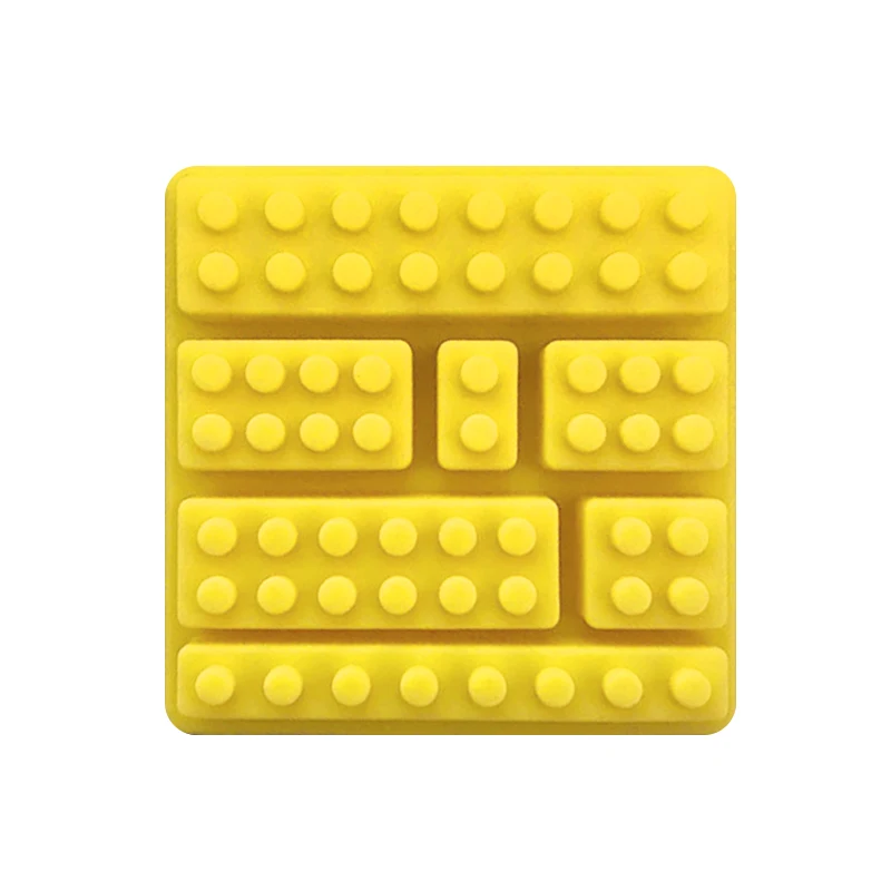 Yellow 1 шт набор 10 отверстий строительный блок кирпич силиконовая форма прямоугольная помадка силиконовый инструмент для торта шоколадная форма лоток с формой для кубиков льда - Color: Yellow
