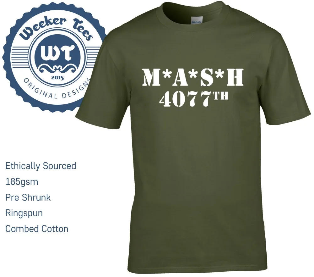 Мужская футболка в стиле милитари Mash 4077Th Tribute армейская зеленая брендовая одежда