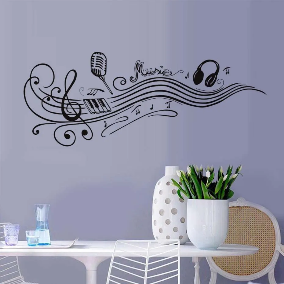 Музыкальные ноты настенные наклейки съемные художественные ПВХ цитата сделай