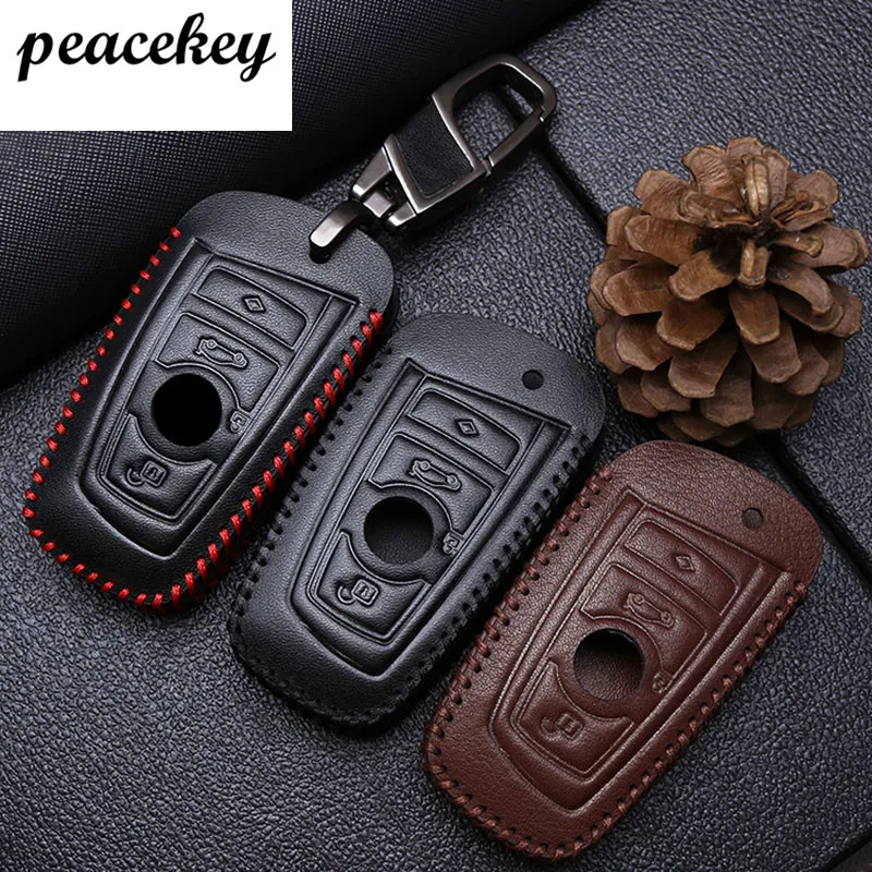 Peaceky Leather Car Smart Key holder case cover For Bmw F30 F20 X1 X3 X5 X6 X7 E30 E34 E90 E60 E36 E39 E46 Sticker ring | Автомобили и