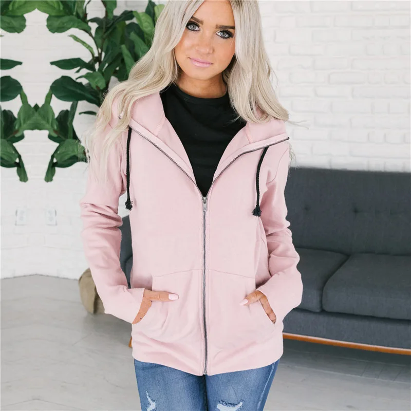 

woman hoodies sweatshirts ladies autumn winter 2021 clothing solid zip-up elegance parties travel sweat shirts hoodies