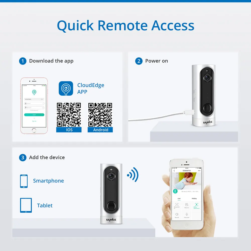 SANNCE 3000mA перезаряжаемая батарея PIR камера 1MP HD мини ip-камера 720P ночное видение беспроводная домашняя камера безопасности 32G/64G/128G