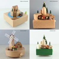 children toy wood crafts vintage retro birthday gift home decor accessories kawaii carousel musical boxes chirstmas new year
