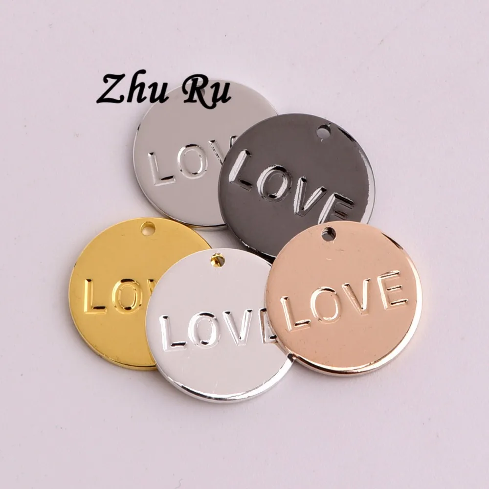 ZHU RU 20 шт./лот 12 мм Модная медная бирка для гравировки букв love Wafer charm ожерелья DIY