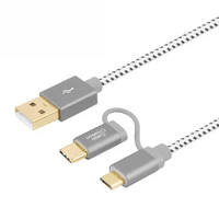 cablecreation 2 in 1 usb c cable braided type c micro b to usb a fast charge cord compatible android usb c devices