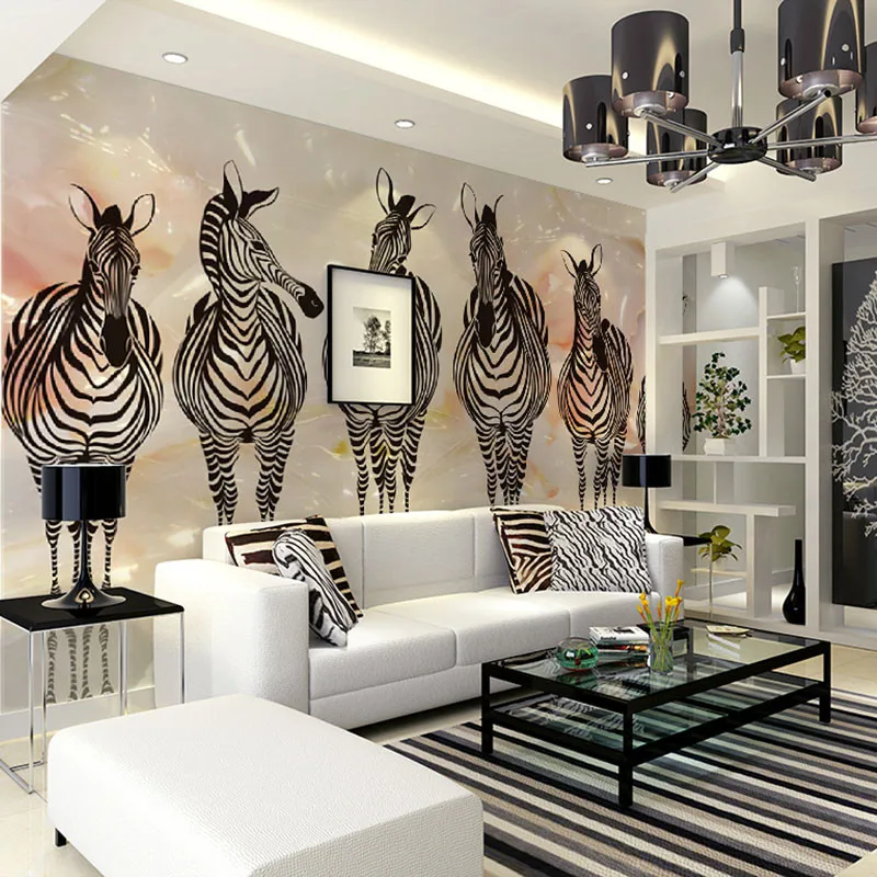 Beibehang винтажный мраморный фон ручная роспись зебры картина узор Гостиная Кабинет