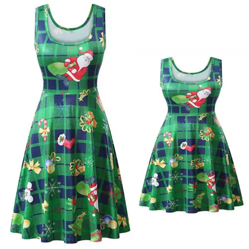 Новое Брендовое рождественское платье для мамы и дочки Повседневное макси в