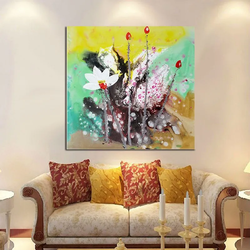 Бескаркасная картина на стене акриловая маслом абстрактный Рисунок цветочный