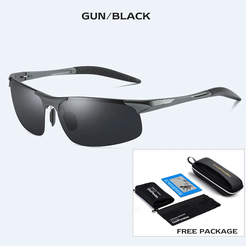Gun-black Мужские поляризованные солнцезащитные очки, военные очки, алюминиево-магниевые солнцезащитные очки для вождения, HD очки для мужчин/женщин, мужские очки - Цвет линз: Gun-black