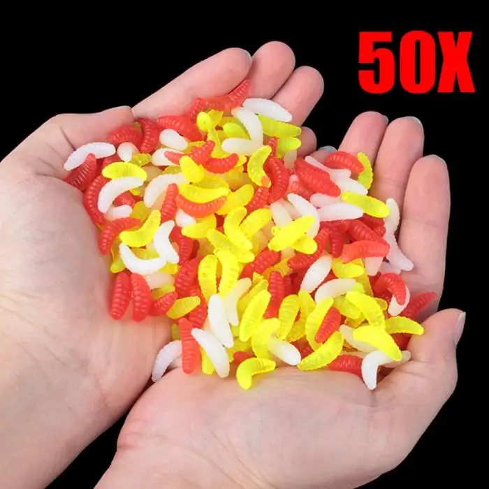 50 шт., 2,2 см, рыболовные приманки, мягкие приманки, запах личинки, Мягкая приманка, приманки, черви, светящиеся рыболовные приманки для креветок, черви, Светящиеся креветки