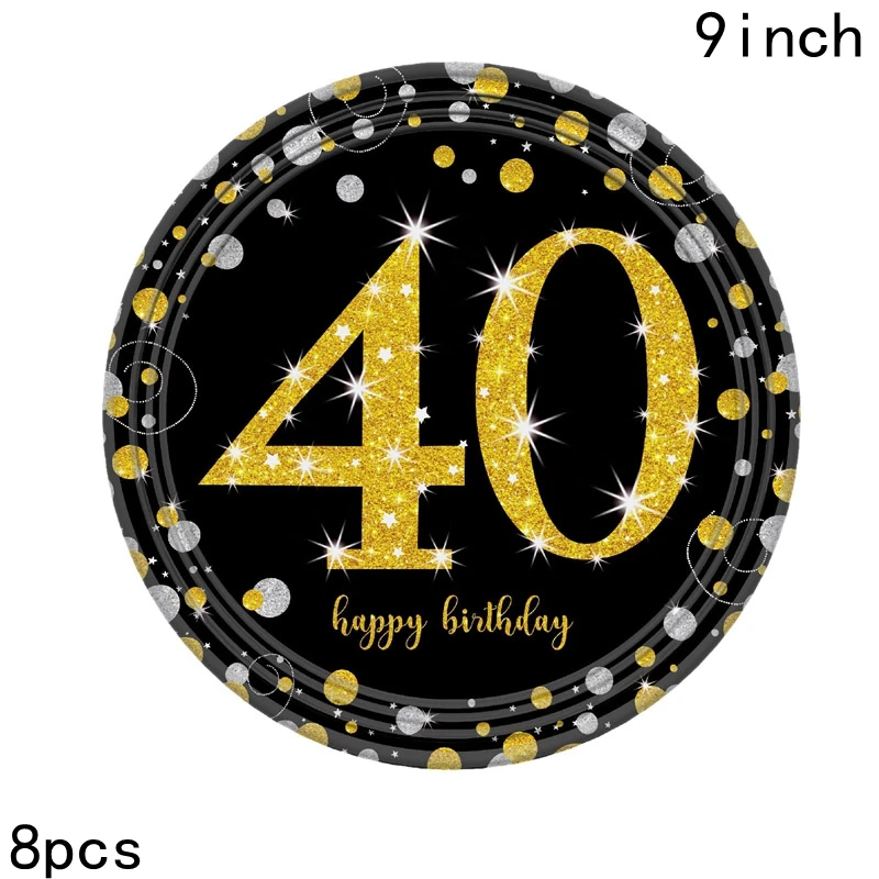 8pcs 9inch plates Набор 21 30 40 50 60th от NOHOO День рождения украшения для взрослых 21 30 40 50 60 лет вечерние поставки - Цвет: 8pcs 9inch plates