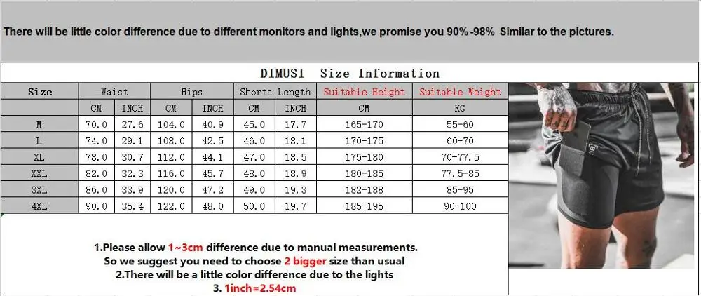 

DIMUSI Summer Double-Deck Mens Shorts Fashion Men Quick Dry Elastic Waist Breathable Shorts Men Gym Joggers Short Trousers