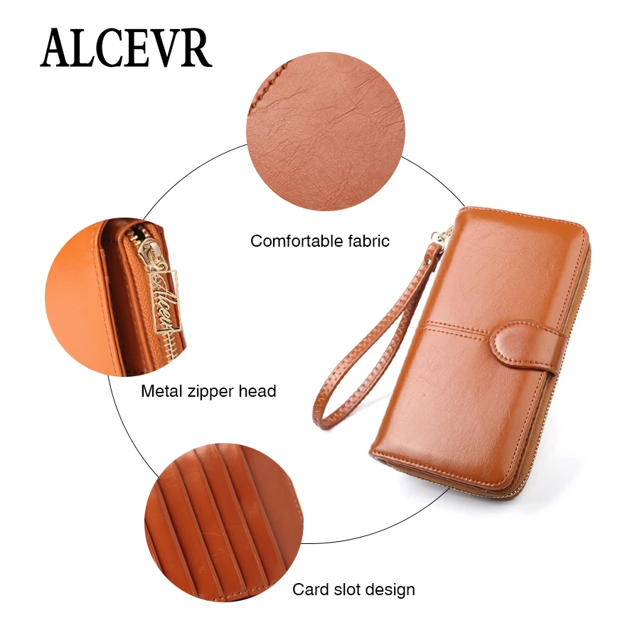 ALCEVR кошельки из искусственной кожи на молнии и застежке с масляным воском