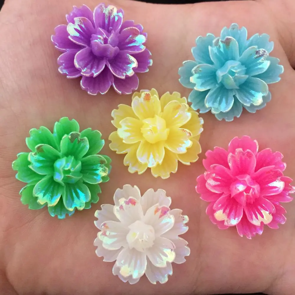 DIY 12 шт. mix 25 мм AB Смола 3d цветок плоские задние стразы свадебные пуговицы