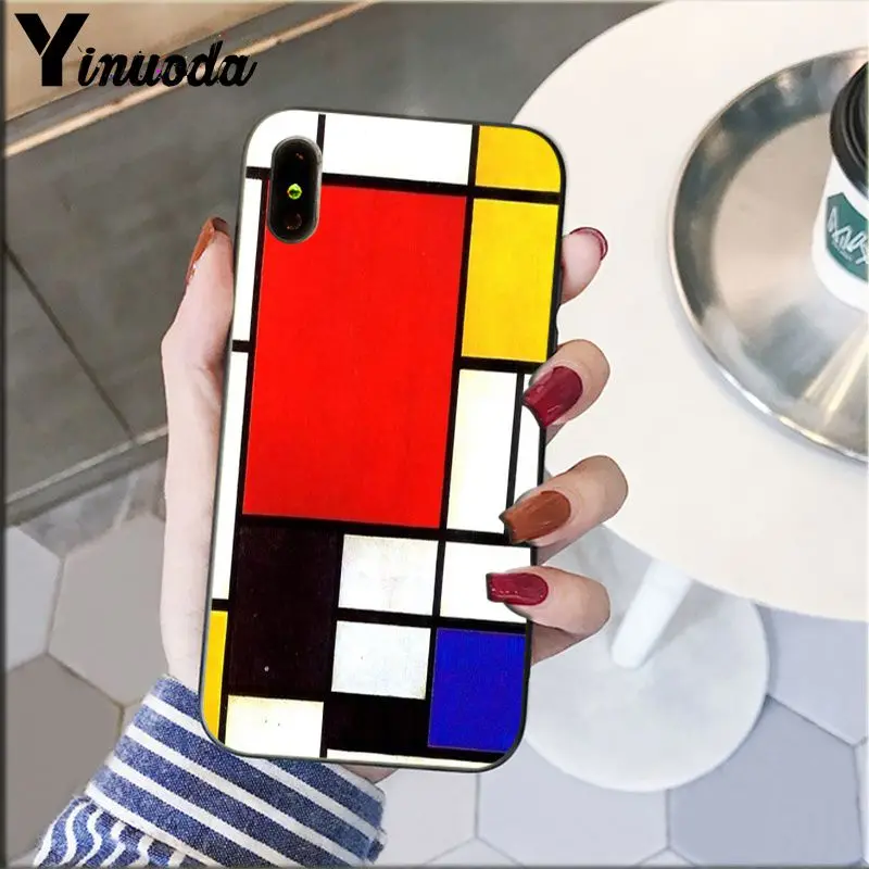 Yinuoda Питер mondrian является абстрактным Черная мягкая крышка чехол для телефона Apple