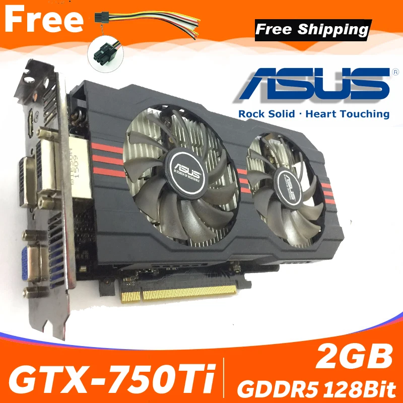 Asus GTX-750TI-OC-2GB GTX750TI GTX 750TI 2G D5 DDR5 128 Bit настольные видеокарты PCI Express 3,0 компьютерная видеокарта 750ti