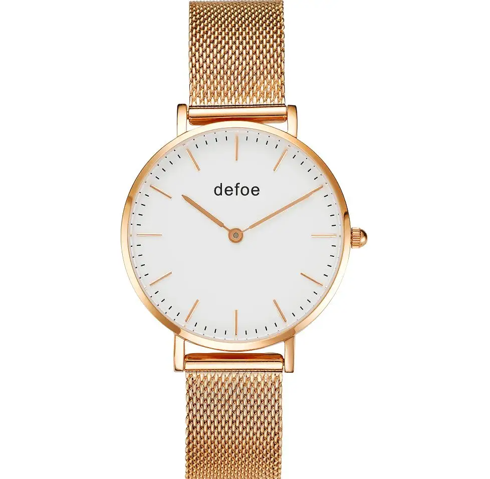 Defoe женские часы из нержавеющей стали высокого качества наручные кварцевые