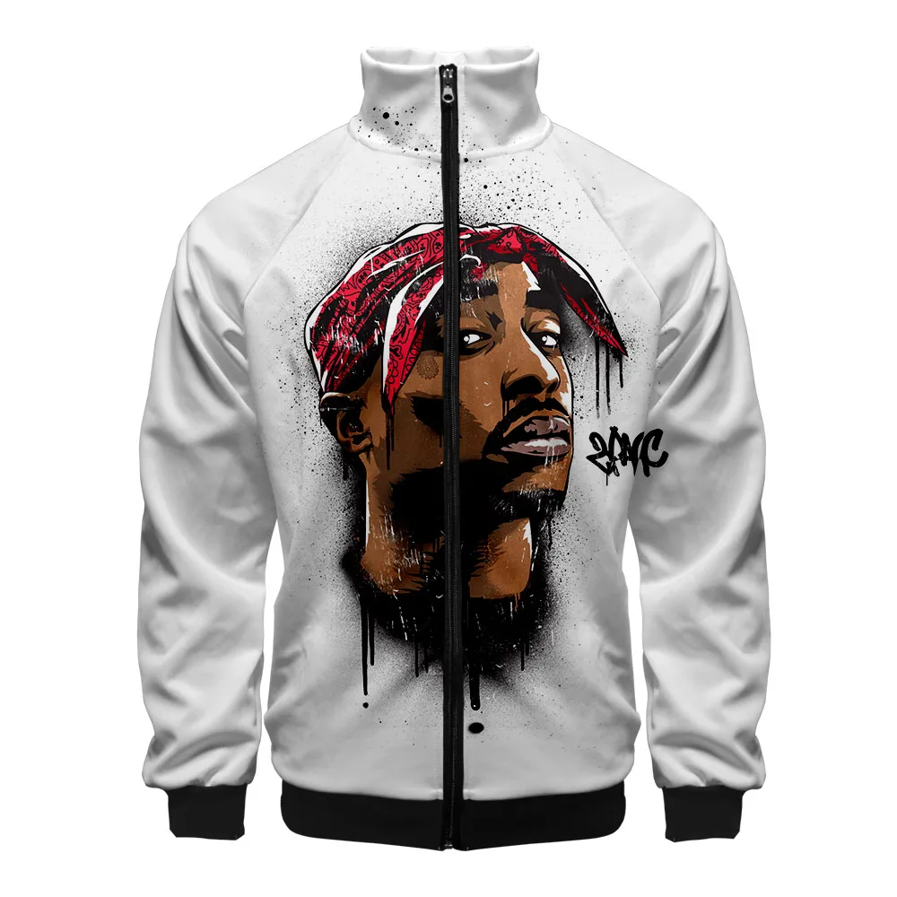 3D 2PAC воротник молния Мужская куртка Бомбер Толстовка K-POP Off несколько цветов