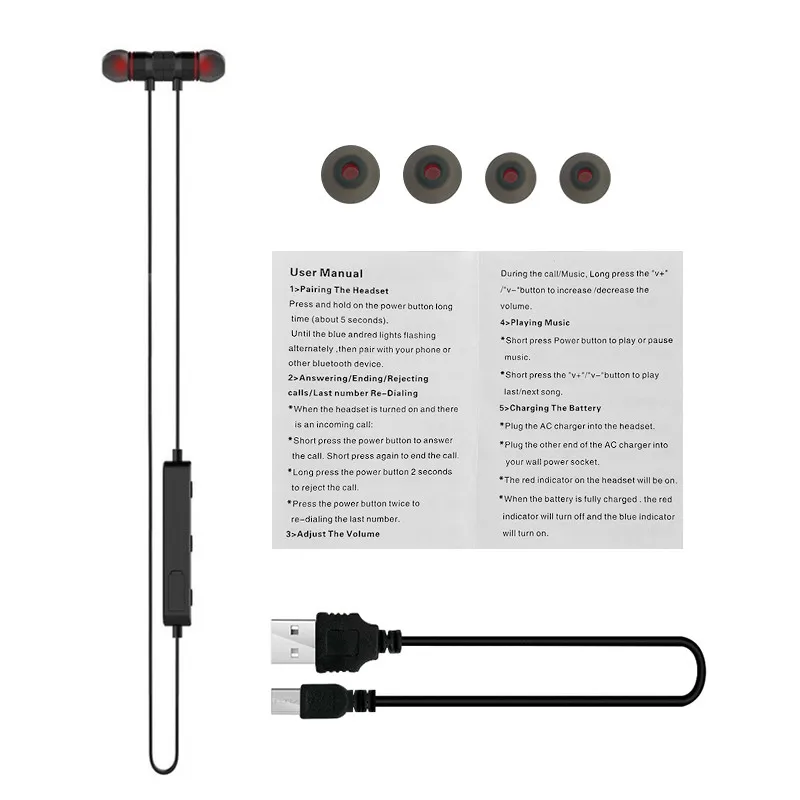 Беспроводные Bluetooth наушники спортивные для бега стерео магнитные вкладыши с
