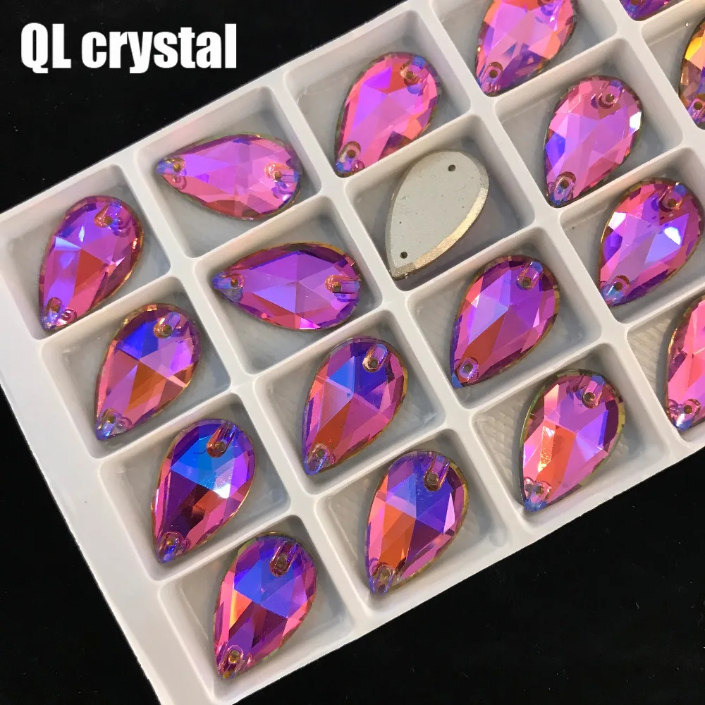 Teradrop пришивные стразы для шитья стеклянных кристаллов все цвета АБ 13х22 мм камни