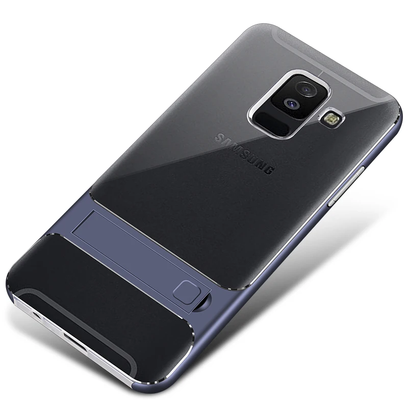 Гибридный чехол для samsung Galaxy A6 A6Plus роскошный мягкий силикон+ PC с подставкой защитная задняя крышка для samsung a6 plus