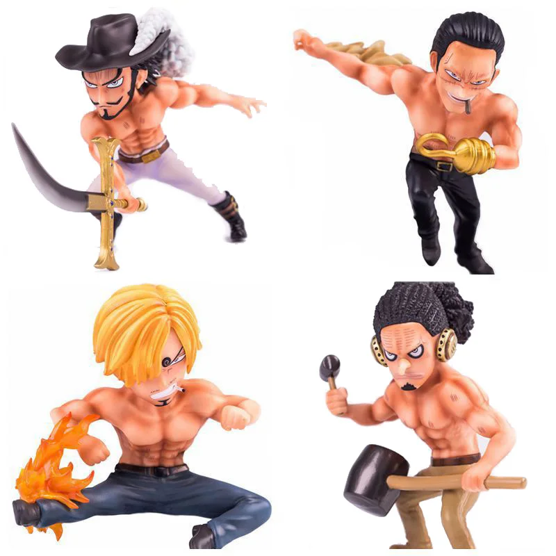 Аниме One Piece Shirtless Sanji & Dracule Mihawk Sir Crocodile Usopp фигурка модель игрушки|Игровые фигурки и