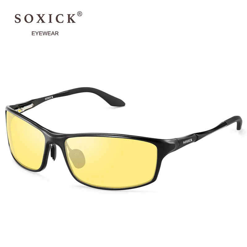 Soxick Брендовые очки ночного видения для вождения, антибликовые очки для мужчин и женщин, желтые линзы, дождливые безопасные поляризованные Модные солнцезащитные очки