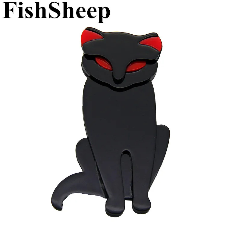 Женская акриловая брошь в форме кошки FishSheep пластиковая черная нагрудный знак