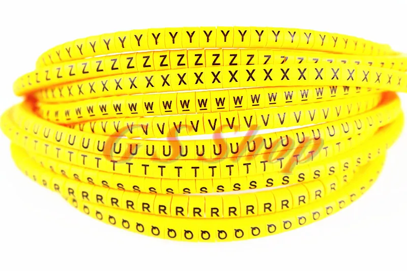 500 шт./лот EC 0 1 2 3 1.5mm2 Q Z qrstuvwxyz английские буквы гибких печатных рукав ярлыка трубки