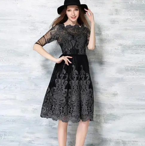Высококачественное элегантное Сетчатое кружевное платье с вышивкой из органзы