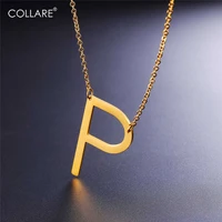 collare choker necklace goldblack color stainless steel alfabet initial jewelry statement letter p pendant necklace women n019