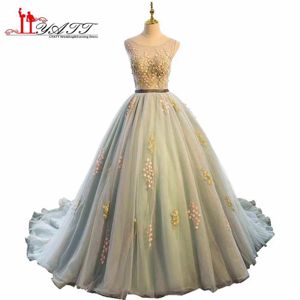 Vestidos de formatura 2017 настоящая фотография Новая коллекция зеленое с аппликацией