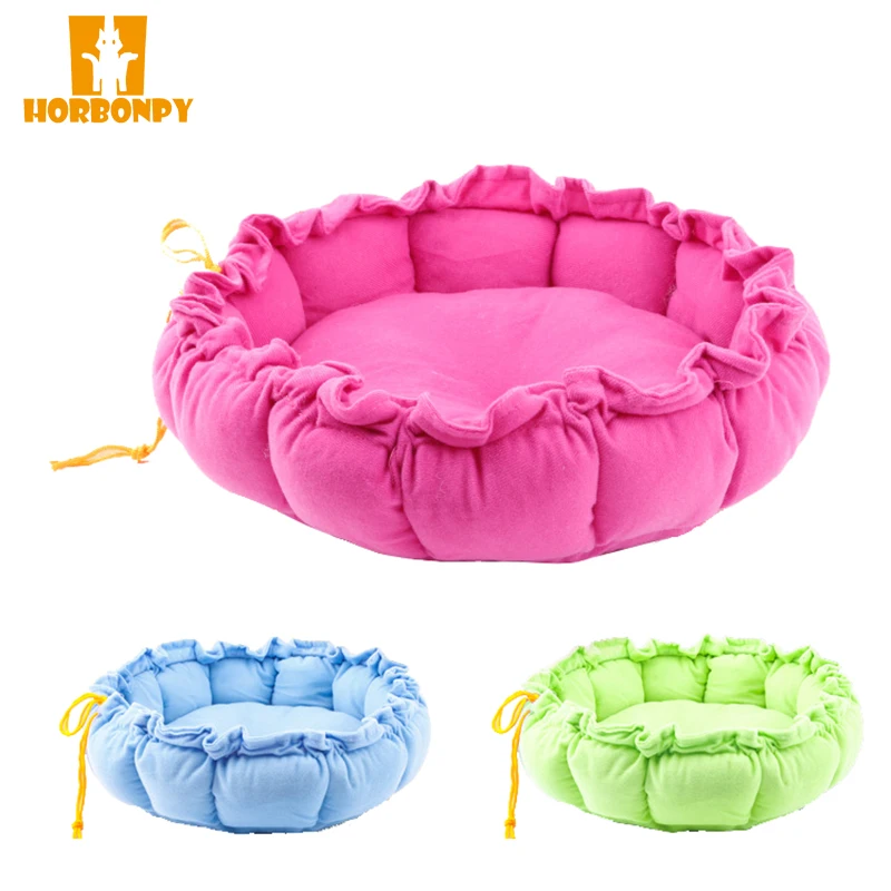 HORBONPY Pet кровать кошка собака плюшевое гнездо Милая складная Щенок Drawstring Тыква